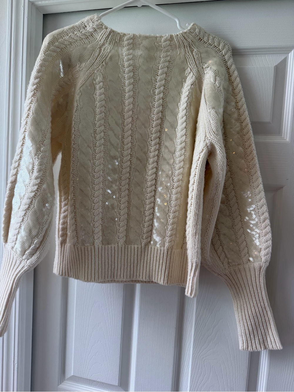 Veronica Beard Cream Cable Knit Crewneck Sweater - Picture 5 of 7
